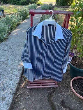 DC Grey and White Striped Dress Shirt with White Collar 3x